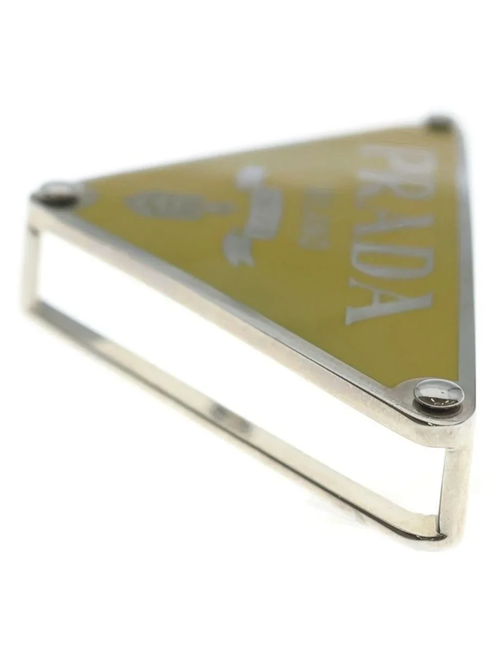Prada Triangle Logo Metal Belt Buckle Yellow